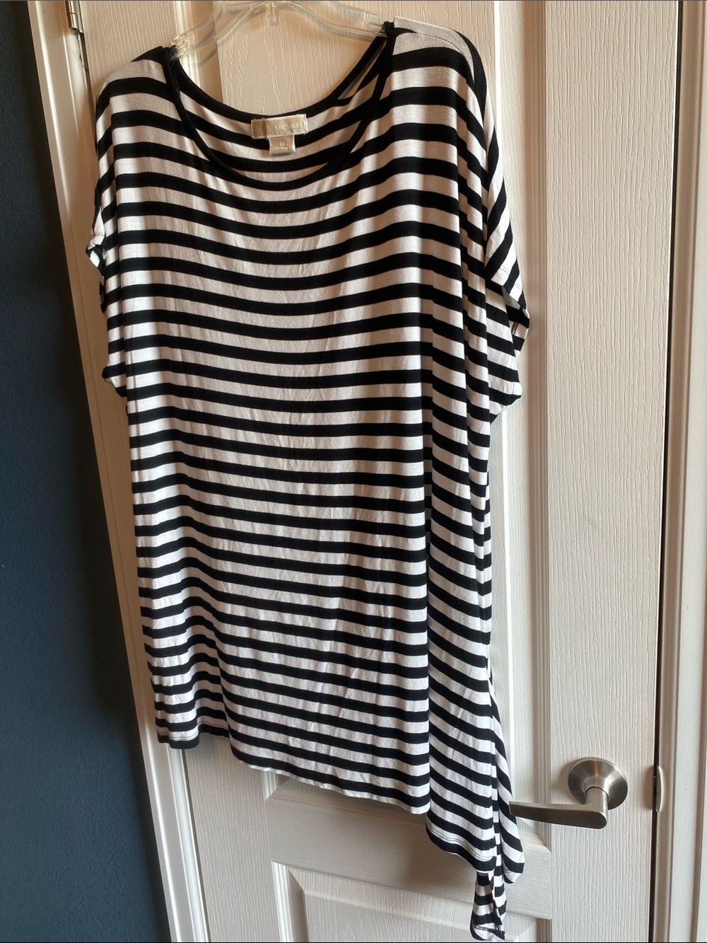 Michael Kors Black and White Striped Tunic Top - Picture 3 of 5